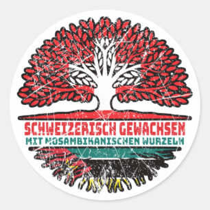 Adesivo Redondo Mosambik Mosambikanisch Schweizer Schweiz Baum
