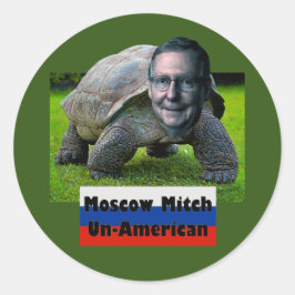 Adesivo Redondo Moscou Mitch é Un-Americano, Tartaruga, Bandeira,