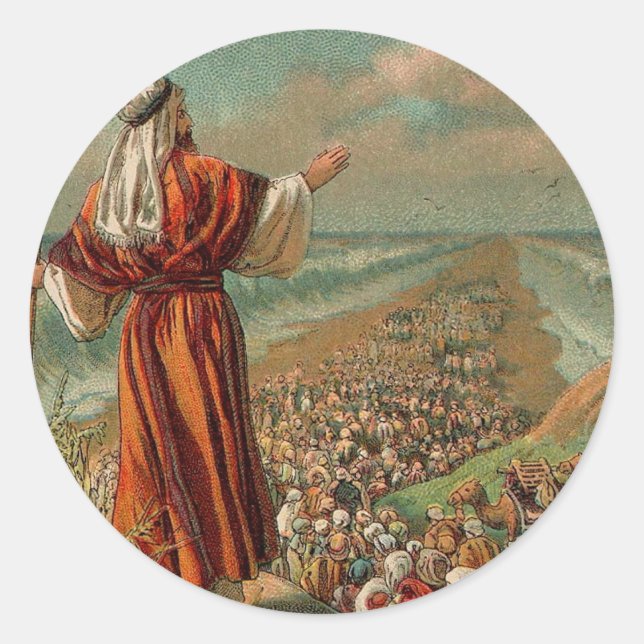 Adesivo Redondo Moses Partes do Mar Vermelho (Frente)
