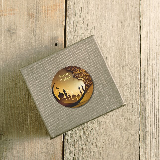 Adesivo Redondo Mosque Noturno Ramadan Mubarak (Criador carregado)