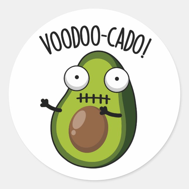 Adesivo Redondo Mosquito Voodoo Engraçado Avocado Pun (Frente)