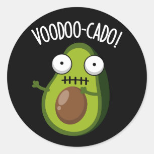 Adesivo Redondo Mosquito Voodoo Engraçado Avocado Pun Dark BG