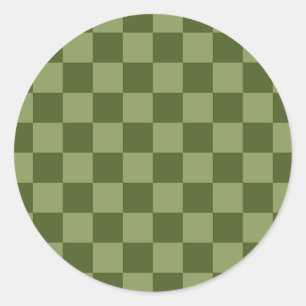 Adesivo Redondo Moss Green Checkerboard