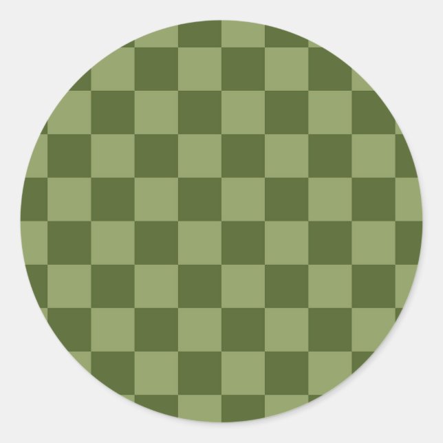 Adesivo Redondo Moss Green Checkerboard (Frente)