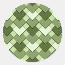 Adesivo Redondo Moss Green Square e Diamond Harlequin Pattern