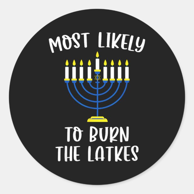Adesivo Redondo Most Likely To Burn The Latkes Hanukkah Group Matc (Frente)