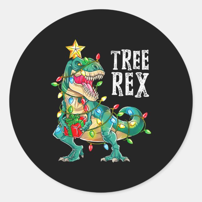 Adesivo Redondo Most Wonderful Christmas Co Dinosaur Christmas Tre (Frente)