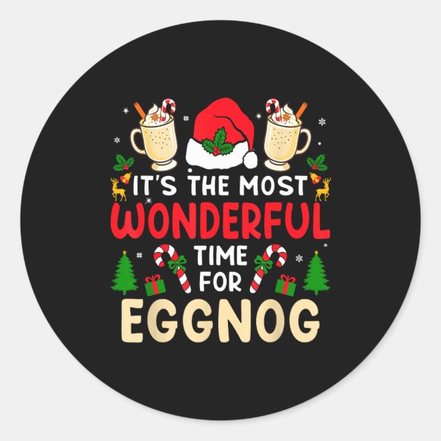 Adesivo Redondo Most Wonderful Time For Eggnog Family Christmas Va (Frente)