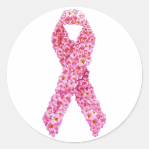 Adesivo Redondo Mostre a fita do rosa da consciência do cancro da