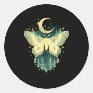 Adesivo Redondo Moth Fairycore Goblincore Whimsigoth Cottagecore