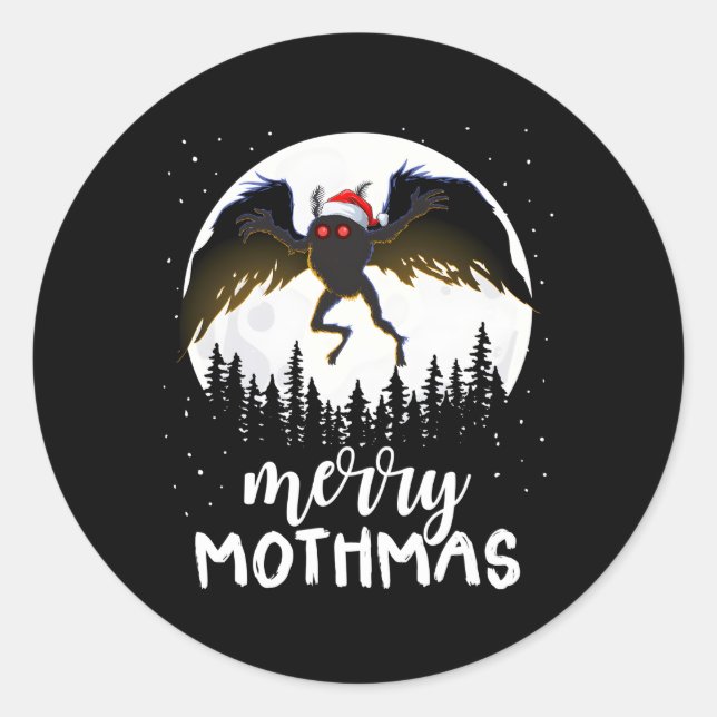 Adesivo Redondo Moth Feliz Mothmas Creepy Folklore Cryptid (Frente)