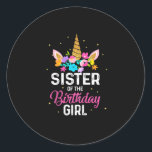 Adesivo Redondo Mother Gift | Sister Of The Birthday Girl Birthday<br><div class="desc">Mother Gift | Sister Of The Birthday Girl Birthday</div>