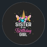 Adesivo Redondo Mother Gift | Sister Of The Birthday Girl Birthday<br><div class="desc">Mother Gift | Sister Of The Birthday Girl Birthday</div>