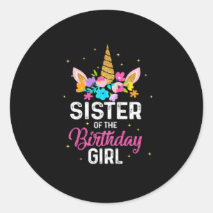 Adesivo Redondo Mother Gift   Sister Of The Birthday Girl Birthday