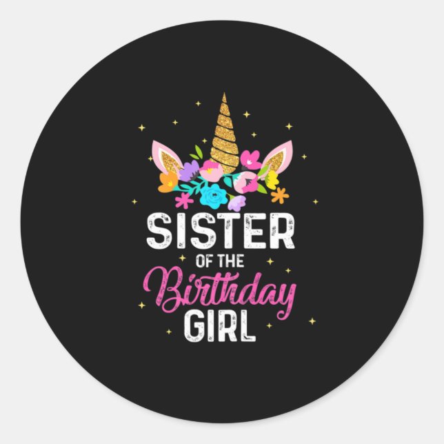 Adesivo Redondo Mother Gift | Sister Of The Birthday Girl Birthday (Frente)