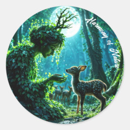 Adesivo Redondo Mother nature's gentle touch on a spotted fawn