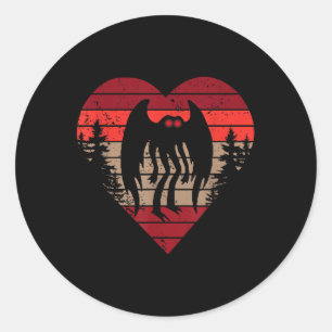 Adesivo Redondo Mothman Dia de os namorados Retro Heart Love Mothm