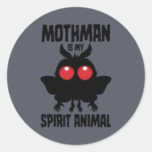 Adesivo Redondo Mothman É Meu Animal Espiritual Silhueta