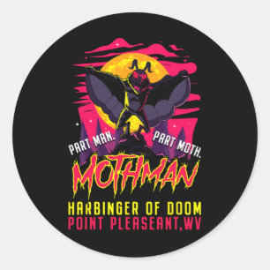 Adesivo Redondo Mothman Fun Cryptid Harbinger Part Man Part Moth