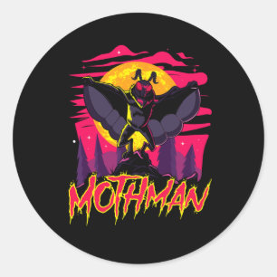 Adesivo Redondo Mothman Movie Divertido Criptid Halloween Mmestrad