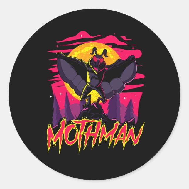 Adesivo Redondo Mothman Movie Divertido Criptid Halloween Mmestrad (Frente)