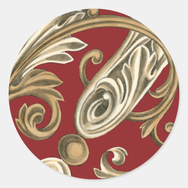 Adesivo Redondo Motif Botânico Elegante com Folhagem Tan (Frente)