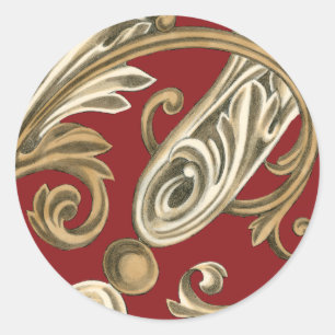 Adesivo Redondo Motif Botânico Elegante com Folhagem Tan