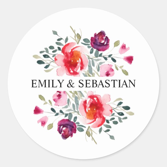 Adesivo Redondo Motif personalizado de aquarela (Frente)