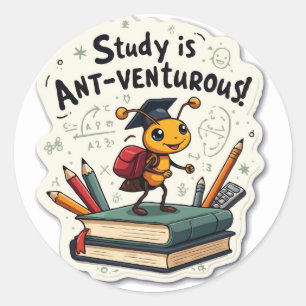 Adesivo Redondo Motivação Ant 'Ant-Vorrous' Pun Die-Cut