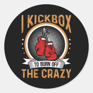 Adesivo Redondo Motivação de Kickboxing I Kickbox Para Queimar O C