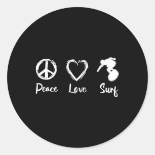 Adesivo Redondo Motivação de Surfista Surfando - Paz Amor Surf