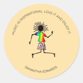 Adesivo Redondo Motivacional, Arte Africana Fantástico Dançarino F