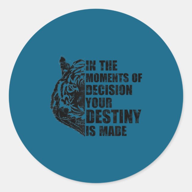 Adesivo Redondo Motivation Success Mindset Quote With Tiger - Moti (Frente)