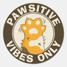 Adesivo Redondo Motivational Cat Pawsitive vibes only Fun Paw