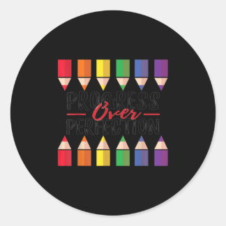 Adesivo Redondo Motivational Progress Over Perfection Back To Scho