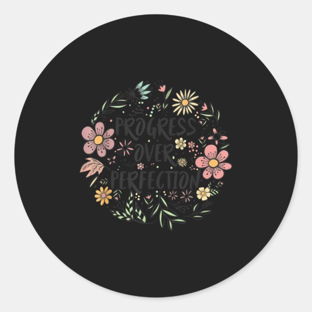 Adesivo Redondo Motivational Progress Over Perfection Back To Scho (Frente)