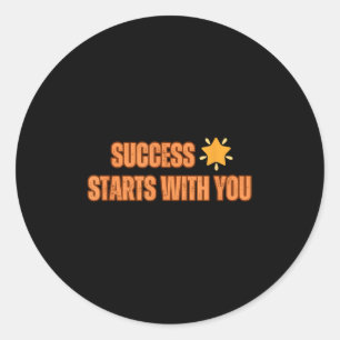 Adesivo Redondo Motivational Quote_ Success Começa Com Você