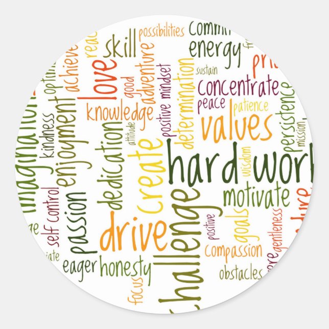 Adesivo Redondo Motivational Words #2 atitude positiva (Frente)