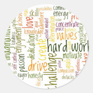 Adesivo Redondo Motivational Words #2 atitude positiva