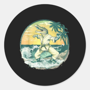 Adesivo Redondo Motivo de Crocodilo de Caratê Taekwondo Jiu-Jitsu