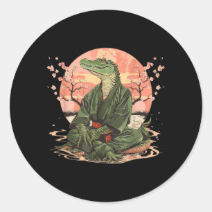 Adesivo Redondo Motivo de Crocodilo de Caratê Taekwondo Jiu-Jitsu 