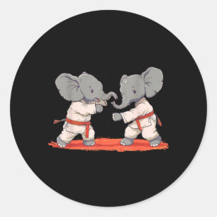 Adesivo Redondo Motivo de Elefante de Karate Taekwondo Kickboxing