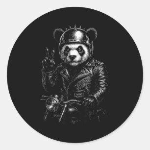 Adesivo Redondo Moto Sinal de Paz Panda Descolado Punk