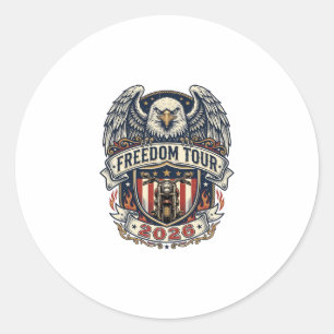 Adesivo Redondo Moto Vintage Eagle Tour Liberdade 2026