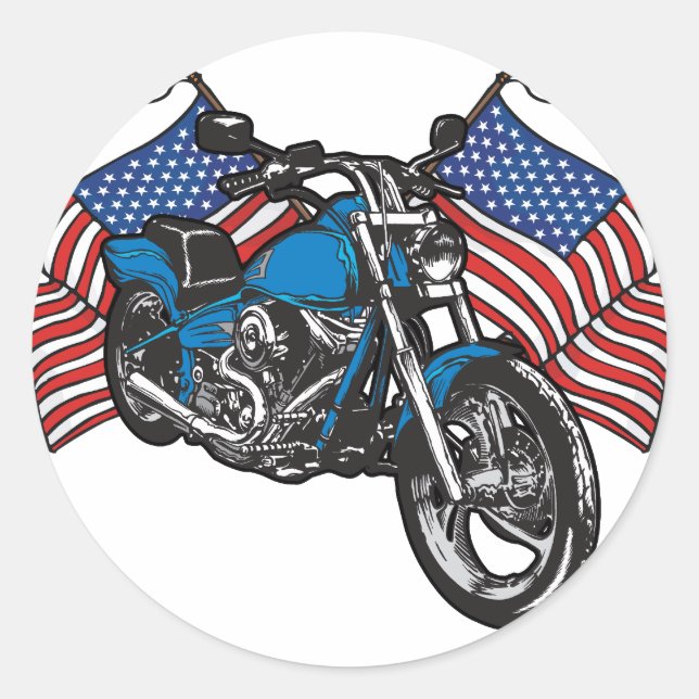 Adesivo Redondo Motocicleta American Biker (Frente)