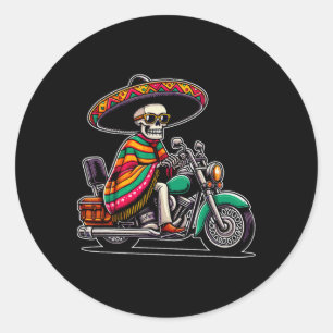 Adesivo Redondo Motocicleta Biker Mexicano Sombrero Cinco D