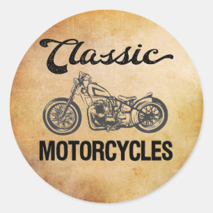 Adesivo Redondo Motocicletas Clássicas motociclista vintage