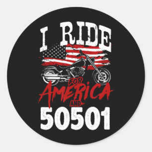 Adesivo Redondo Motociclista Contra Trump 50501 Pró-democracia Re