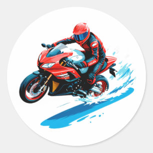 Adesivo Redondo Motociclista Elegante