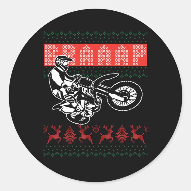 Adesivo Redondo Motocross de Natal - Bike Ugly Biker - Gif (Frente)